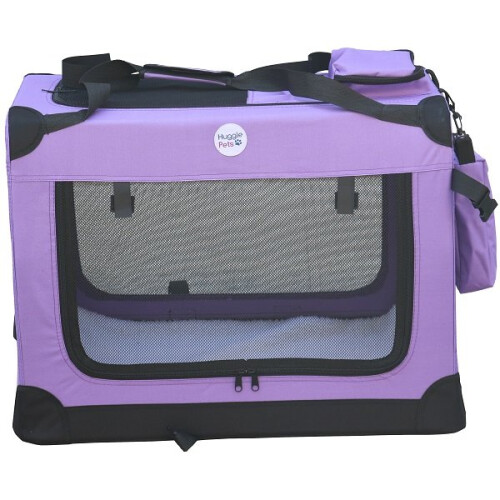 HugglePets Fabric Crate Foldable Pet Carrier Purple, XLarge on OnBuy
