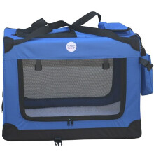 HugglePets Fabric Crate Foldable Pet Carrier - Blue, Large