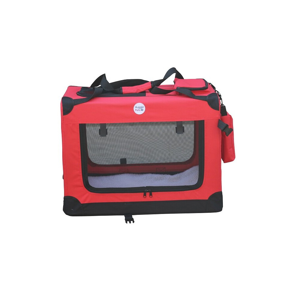 HugglePets Fabric Crate Foldable Pet Carrier - Red, X-Large