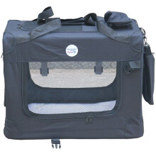 HugglePets Fabric Crate Foldable Pet Carrier - Black, Medium