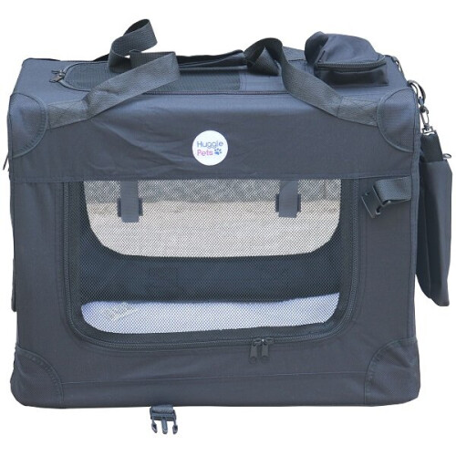 HugglePets HugglePets Fabric Crate Foldable Pet Carrier - Black, Medium
