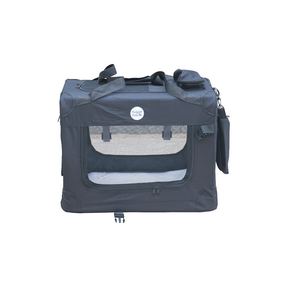 Hugglepets Fabric Crate Foldable Pet Carrier - Black, Medium