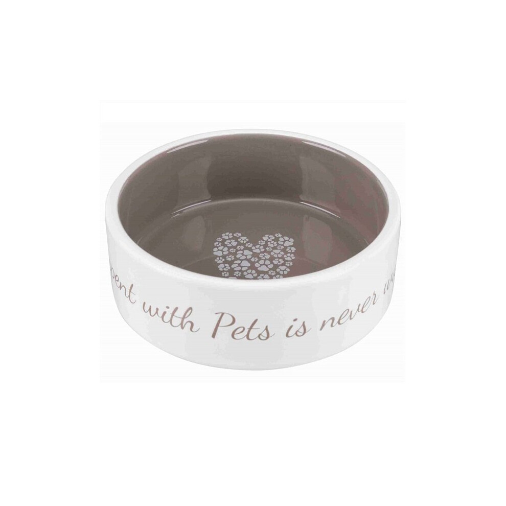 Trixie "Time Spent with Pets is Never Wasted" Ceramic Bowl - 0.3 L / 12 cm