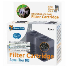 SuperFish AquaFlow Crystal Clear Cartridge 100 (2pcs) – Dual-Action Filter Media for Crystal Clear Water and Less Algae