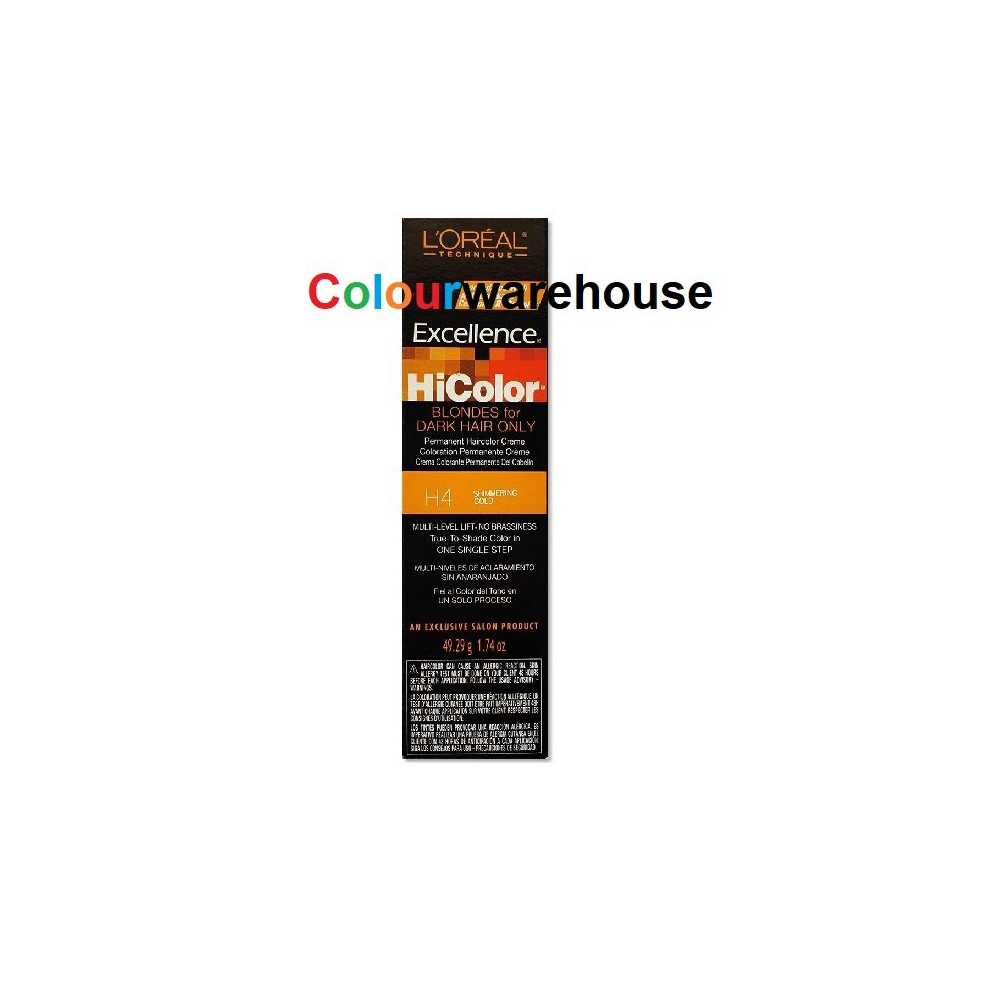 LâOrã©Al Paris Gold,Multicoloured (H4 Shimmering Gold) L'oreal Hicolor H4 Shimmering Gold, Blondes For Dark Hair Only