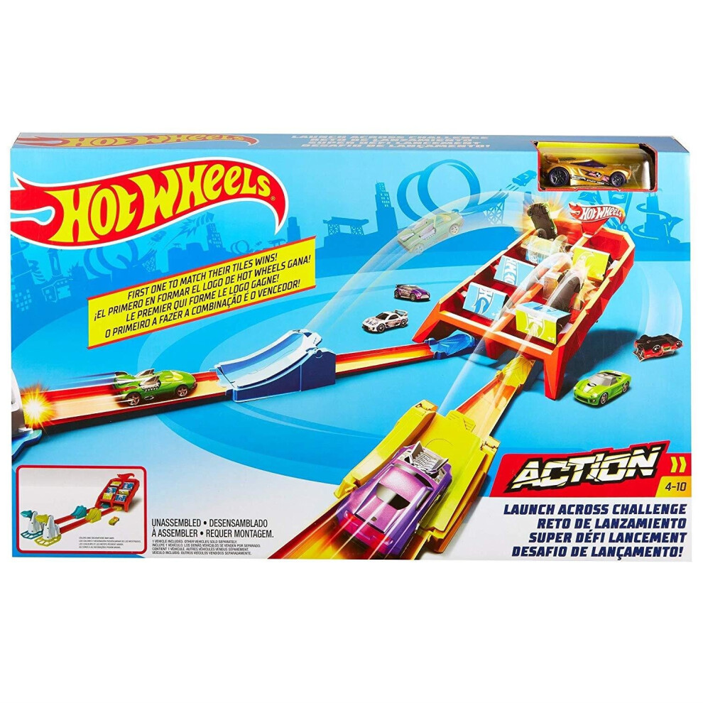 Hot Wheels Gbf89 Launch Across Challenge Action Play Set