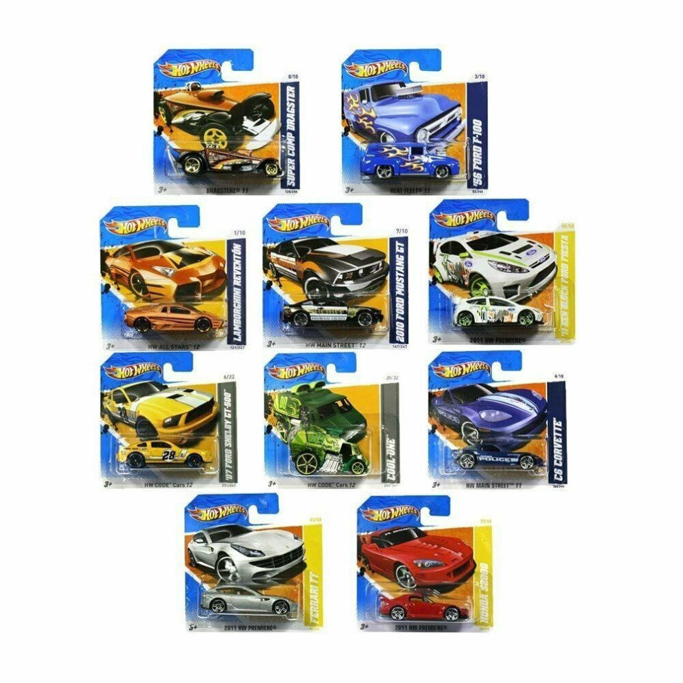 Hot Wheels Set Of 10 Random Cars & Vehicles (Colours May Vary) (C4982)