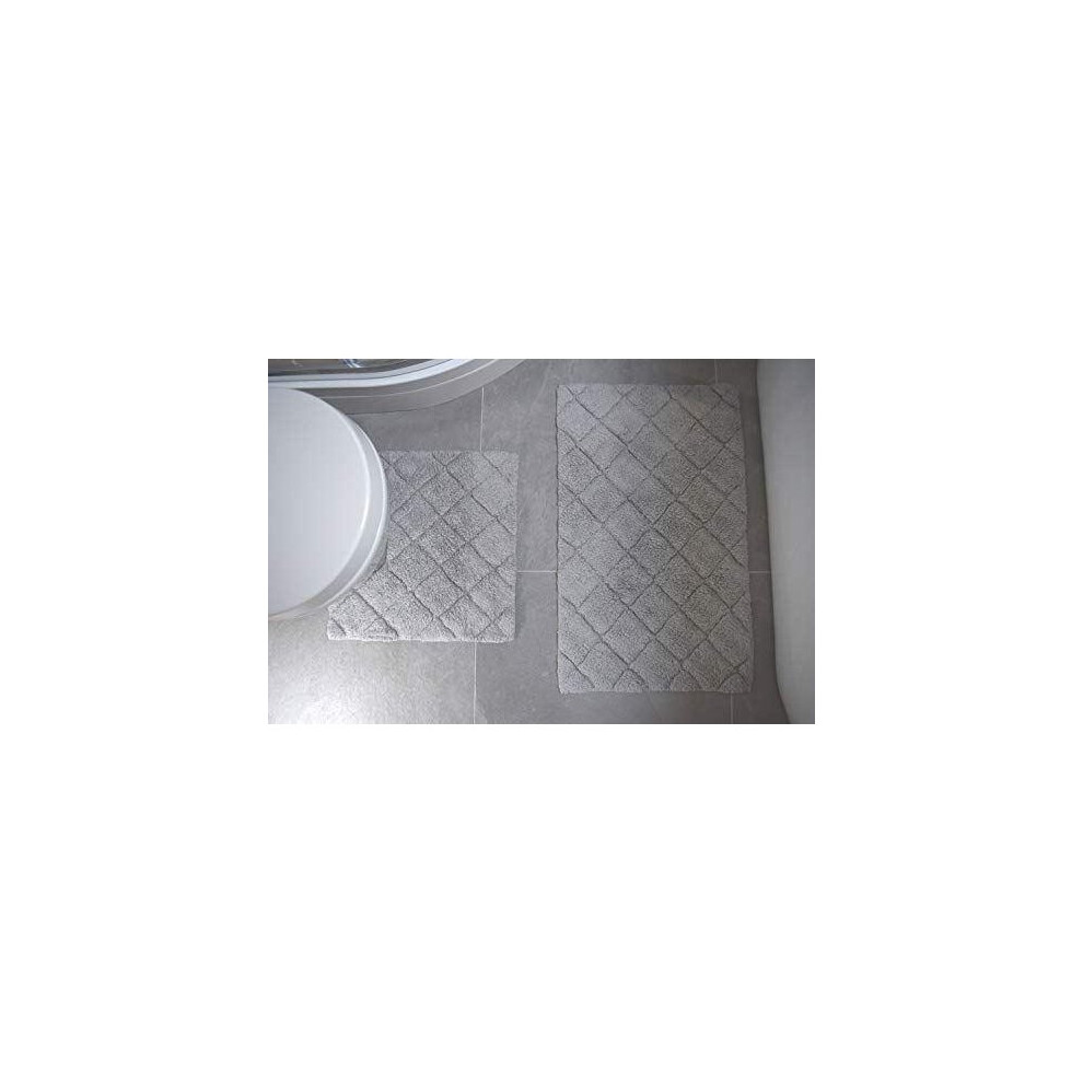Rapport Kyra Bath And Pedestal Mat Set, Cotton,Storm, Bathmat (76 X 46Cm), (46 X