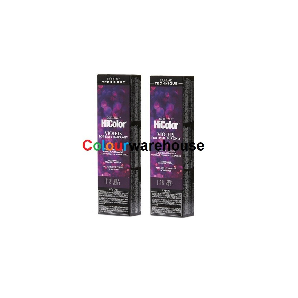 (H18 â 2pcs) L'Oreal HiColor H18 Deep Violet, Violets For Dark Hair Only