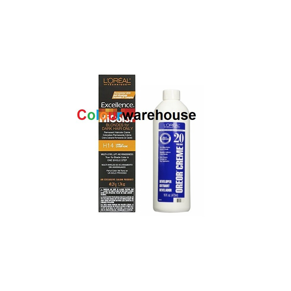 LâOrã©Al Paris White,Multicoloured (H14, Dev (Vol. 20) 16Oz) L'oreal Hicolor H14 Vanilla Champagne, Blondes For Dark Hair Only