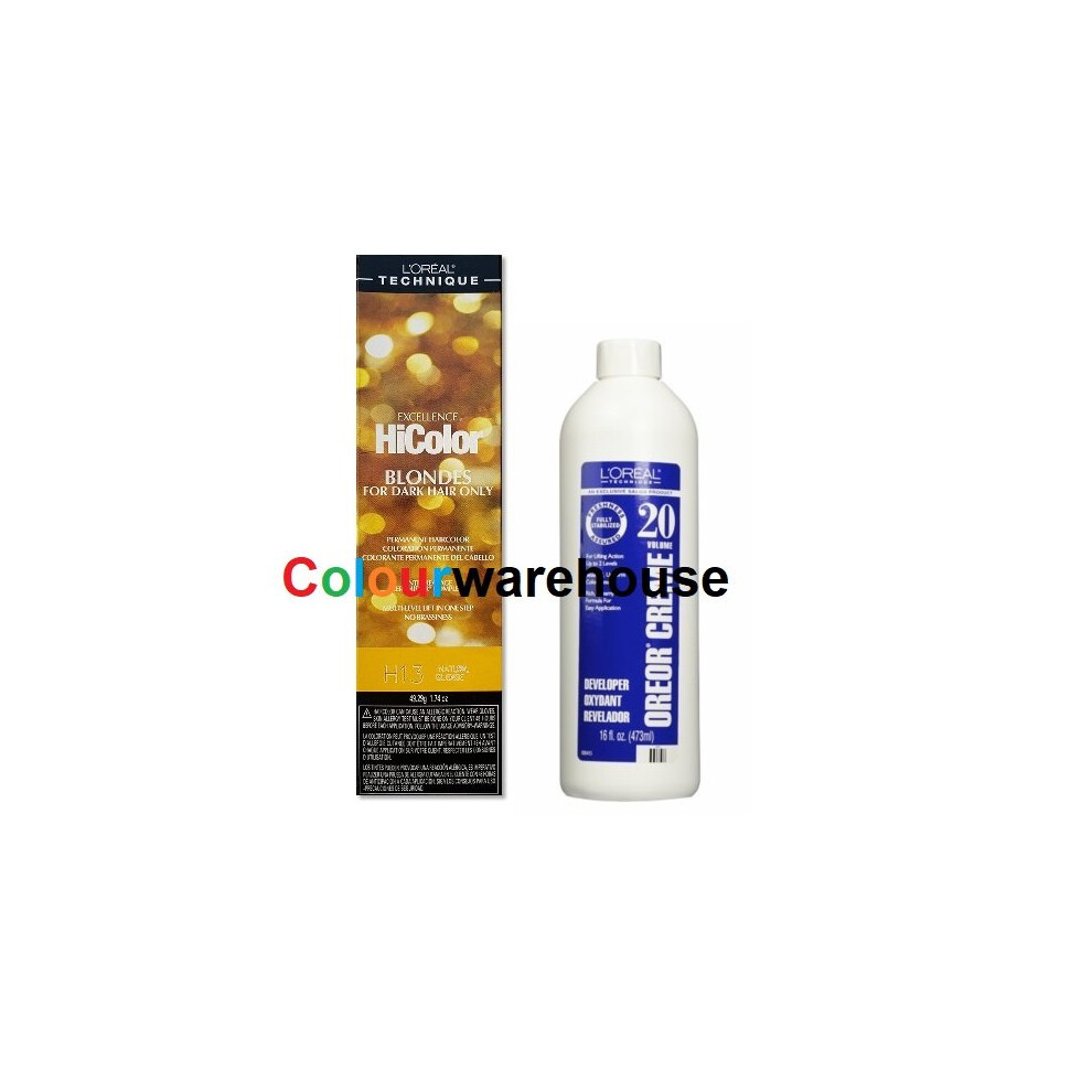 LâOrã©Al Paris Multicoloured (H13, Dev (Vol. 20) 16Oz) L'oreal Hicolor H13 Natural Blonde, Blondes For Dark Hair Only