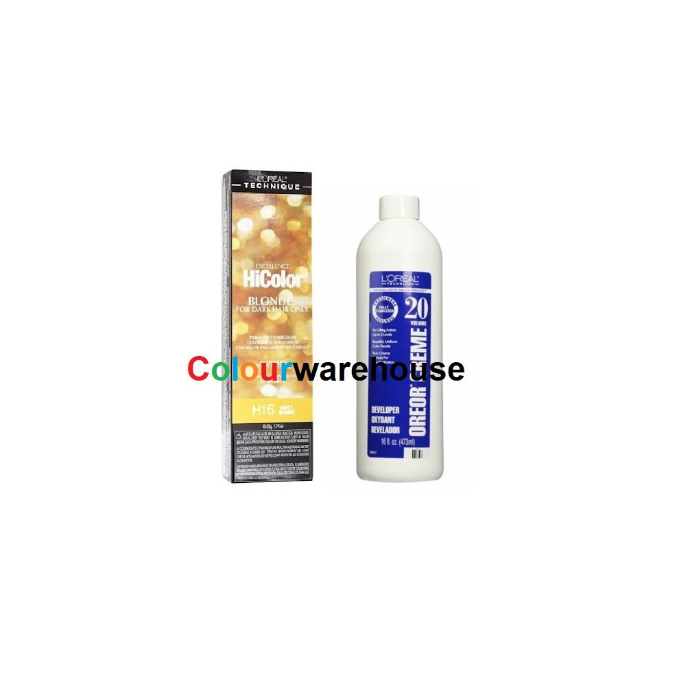 (H16, Dev (Vol. 20) 16oz) L'Oreal HiColor H16 Honey Blonde, Blondes For Dark Hair Only