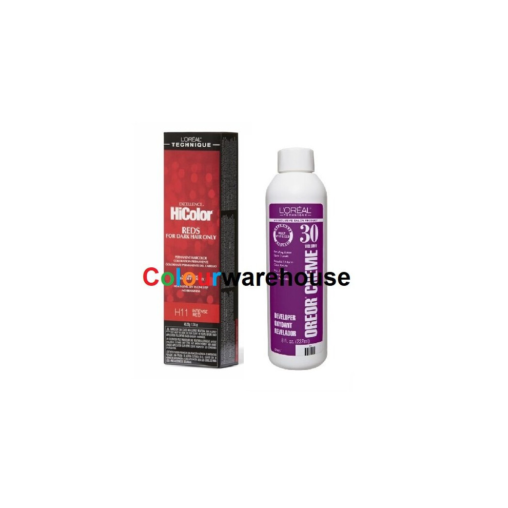 LâOrã©Al Paris Red,Multicoloured (H11, Dev (Vol. 30) 8Oz) L'oreal Hicolor H11 Intense Red, Reds For Dark Hair Only