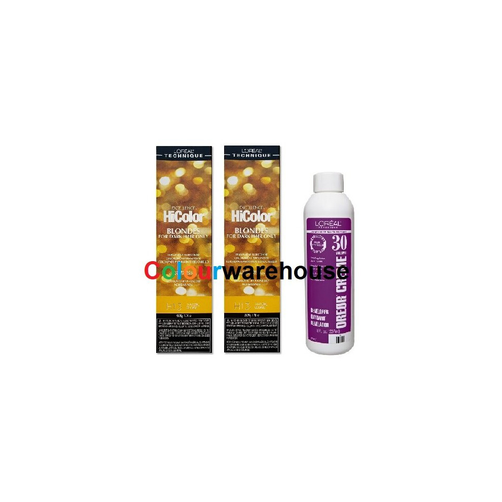 L’oréal Paris (H13 (2X), Dev (Vol. 30) 8Oz) L'oreal Hicolor H13 Natural Blonde, Blondes For Dark Hair Only Multicoloured