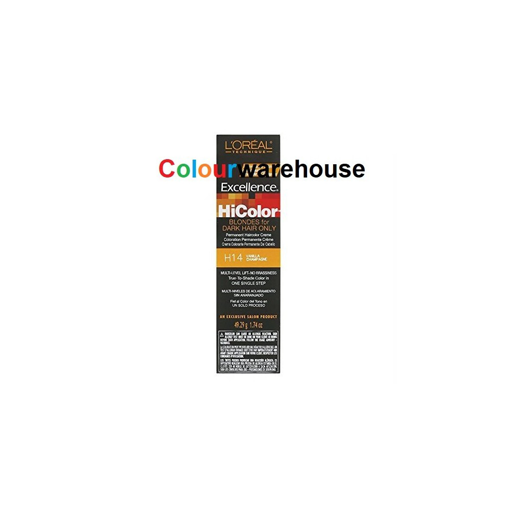 LâOrã©Al Paris White,Multicoloured ( H14 Vanilla Champagne) L'oreal Hicolor H14 Vanilla Champagne, Blondes For Dark Hair Only