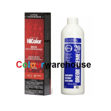 (H12, Dev (Vol. 20) 16oz) L'Oreal HiColor H12 Deep Auburn Red, Reds For Dark Hair Only