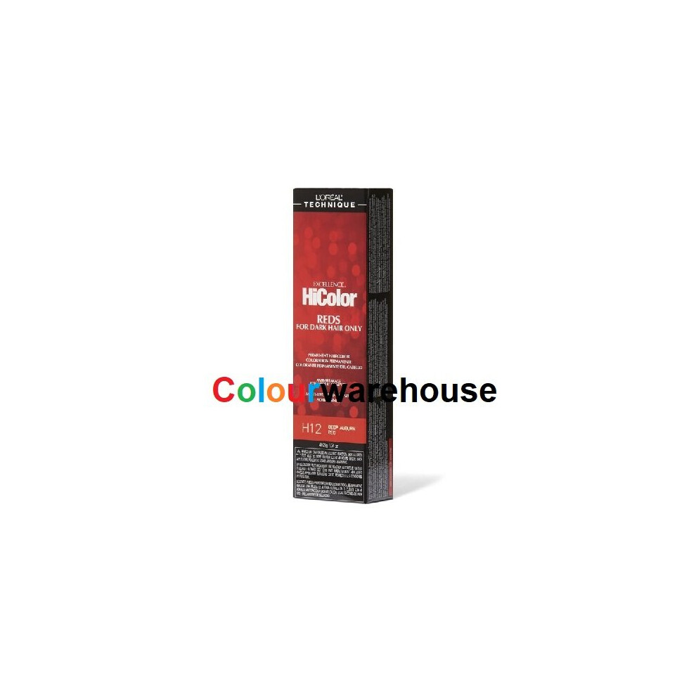 (H12 Deep Auburn Red) L'Oreal HiColor H12 Deep Auburn Red, Reds For Dark Hair Only