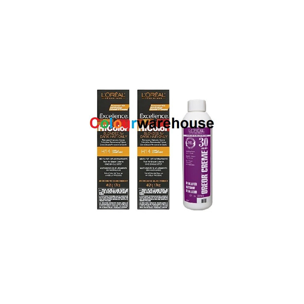 L’oréal Paris (H14 (2X), Dev (Vol. 30) 8Oz) L'oreal Hicolor H14 Vanilla Champagne, Blondes For Dark Hair Only White,Multicoloured