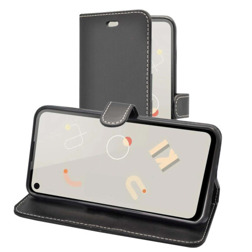 Google (Black) For Google Pixel 4a Wallet Flip PU Leather Pouch Case Cover 1
