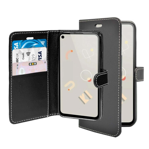 Google (Black) For Google Pixel 4a Wallet Flip PU Leather Pouch Case Cover 2