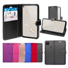 (Black) For Google Pixel 4a Wallet Flip PU Leather Pouch Case Cover