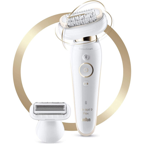 Braun Braun Silk-épil 9 Flex 9-002, Epilator with Flexible Head, Anti-Slip Grip and Pressure Control for Effortless Hair Removal, Cordless Wet and Dry