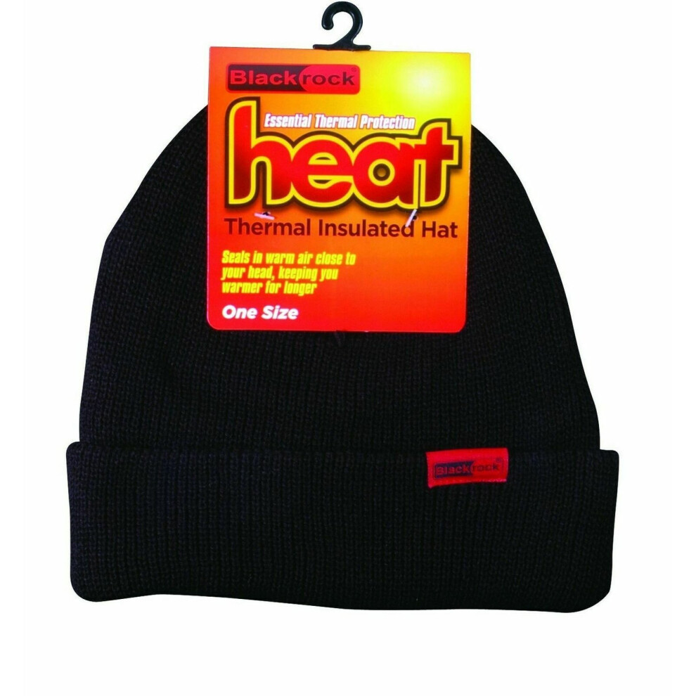Ruby Blackrock Thermal Heat Insulated Hat - Black Winter Woolly One Size - Brhth