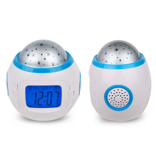 Kids Digital Music LED Star Sky Projection Lamp Alarm Clock Calendar Thermometer