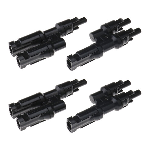 4X Solar Panel MC4 T Branch Connectors Cable Splitter Coupler Combiner Black