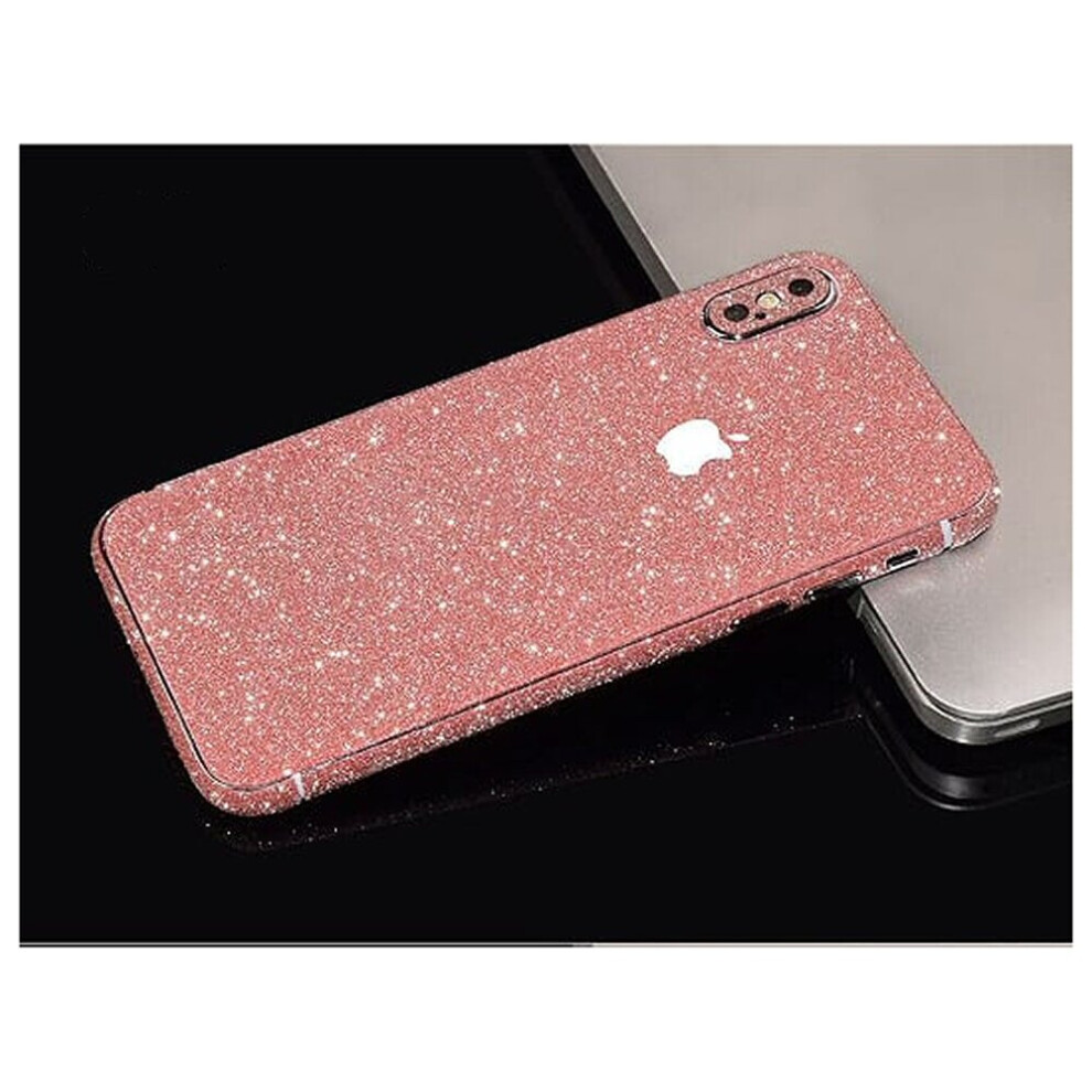 For Iphone Xs - Glitter Bling Rear Glass Protector Pink 7437135551528