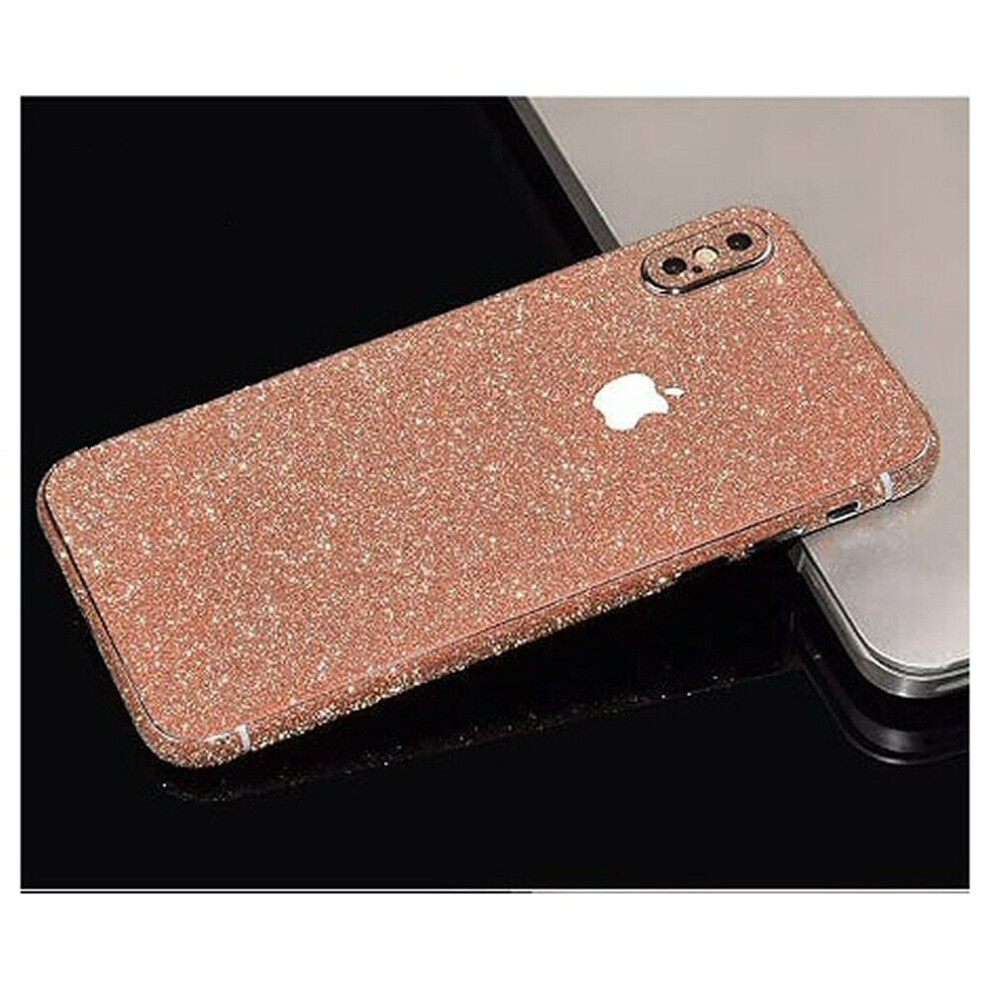 For Iphone Xs - Rose Glitter Bling Rear Glass Protector Gold 7437135551535