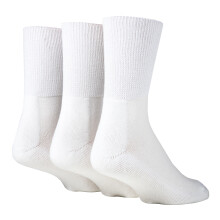 (6-8.5, White) Extra Wide Bamboo Socks for Diabetics by IOMI | 3 Pack | 4 Colours