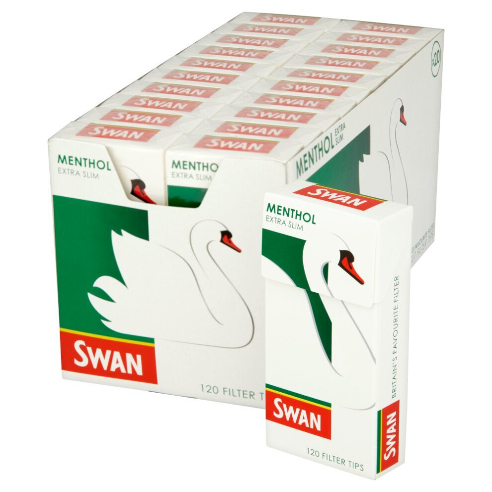 2400 PCS (20 PACK X 120 PCS) SWAN MENTHOL EXTRA SLIM PRE CUT FILTER TIPS 1 BOX FOR CIGARETTE SMOKING