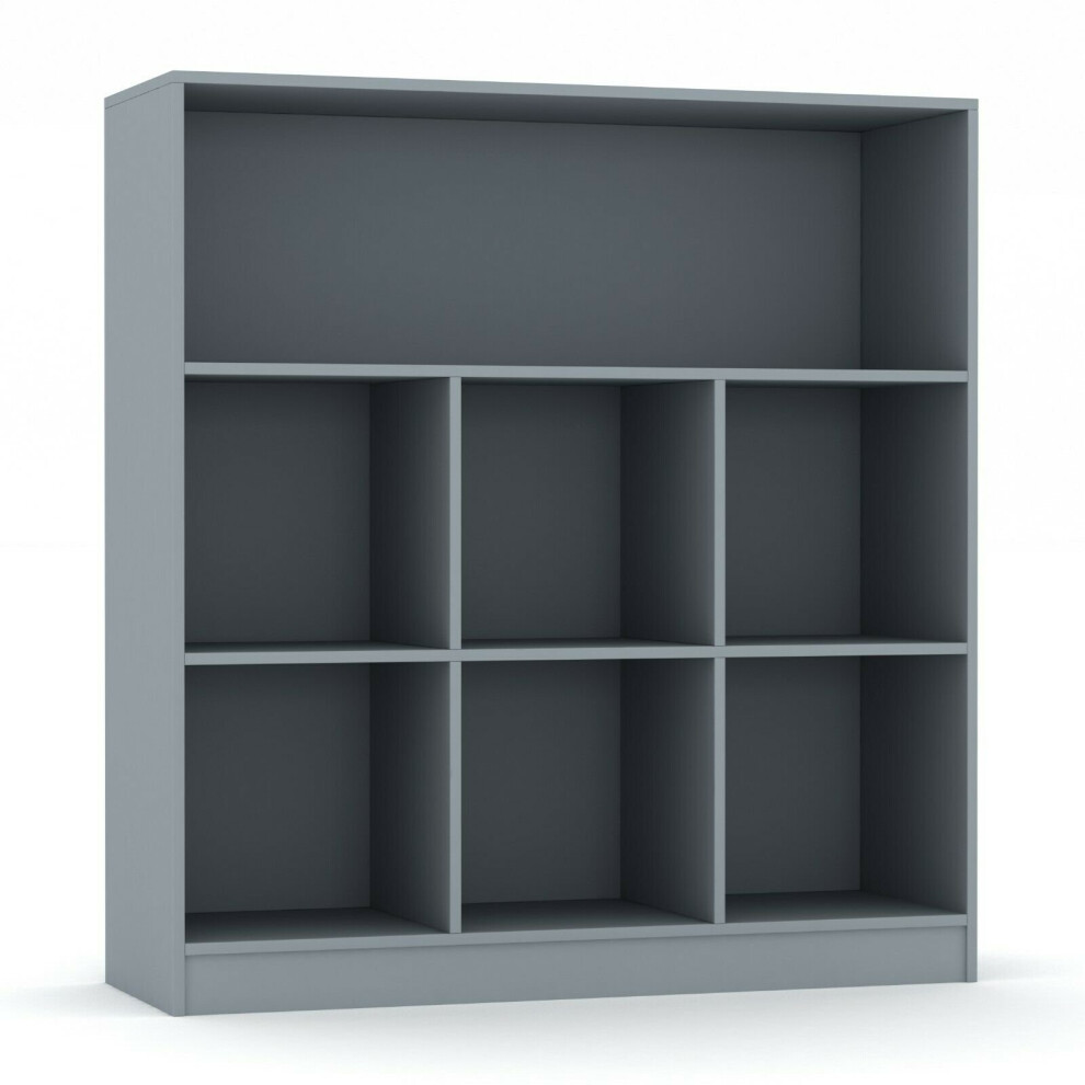 Urbn Living (, Wide) Wooden Bookcases | Tall Or Wide Storage Rack Units Grey