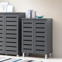 Dark Grey 4-Tier 2-Door Shoe Storage Cabinet, 4 Shelves, W60 x H87.2 x D33 cm