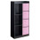 URBN Living (Black, Light Pink) Bookcase with Fabric Drawers | 7 Cube Wooden Unit 1