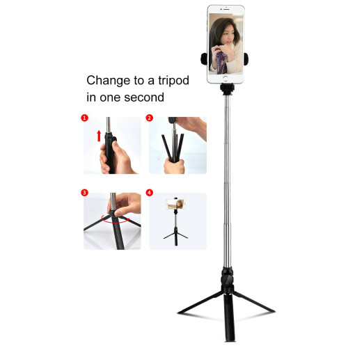 Ranpo Portable Selfie Stick Phone Tripod + Bluetooth Remote & Fill Light 2