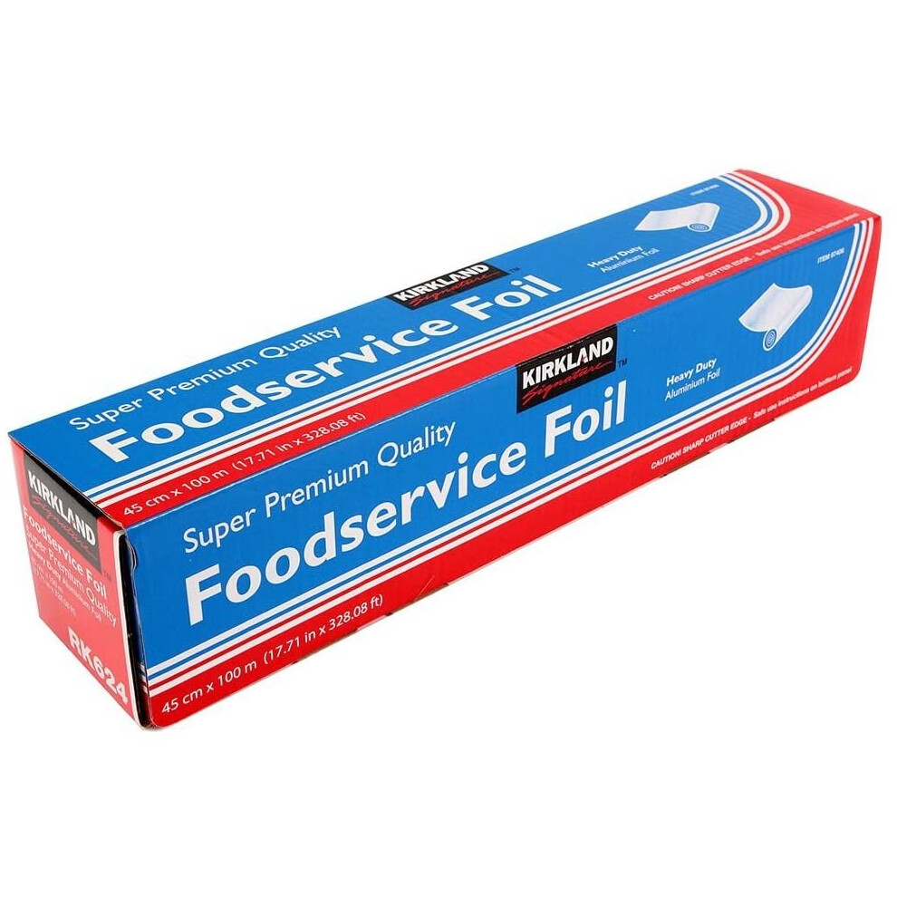 Kirkland Signature 45cm x 100m Heavy Duty Super Premium Quality Foodservice Aluminium Foil (pack of 2)