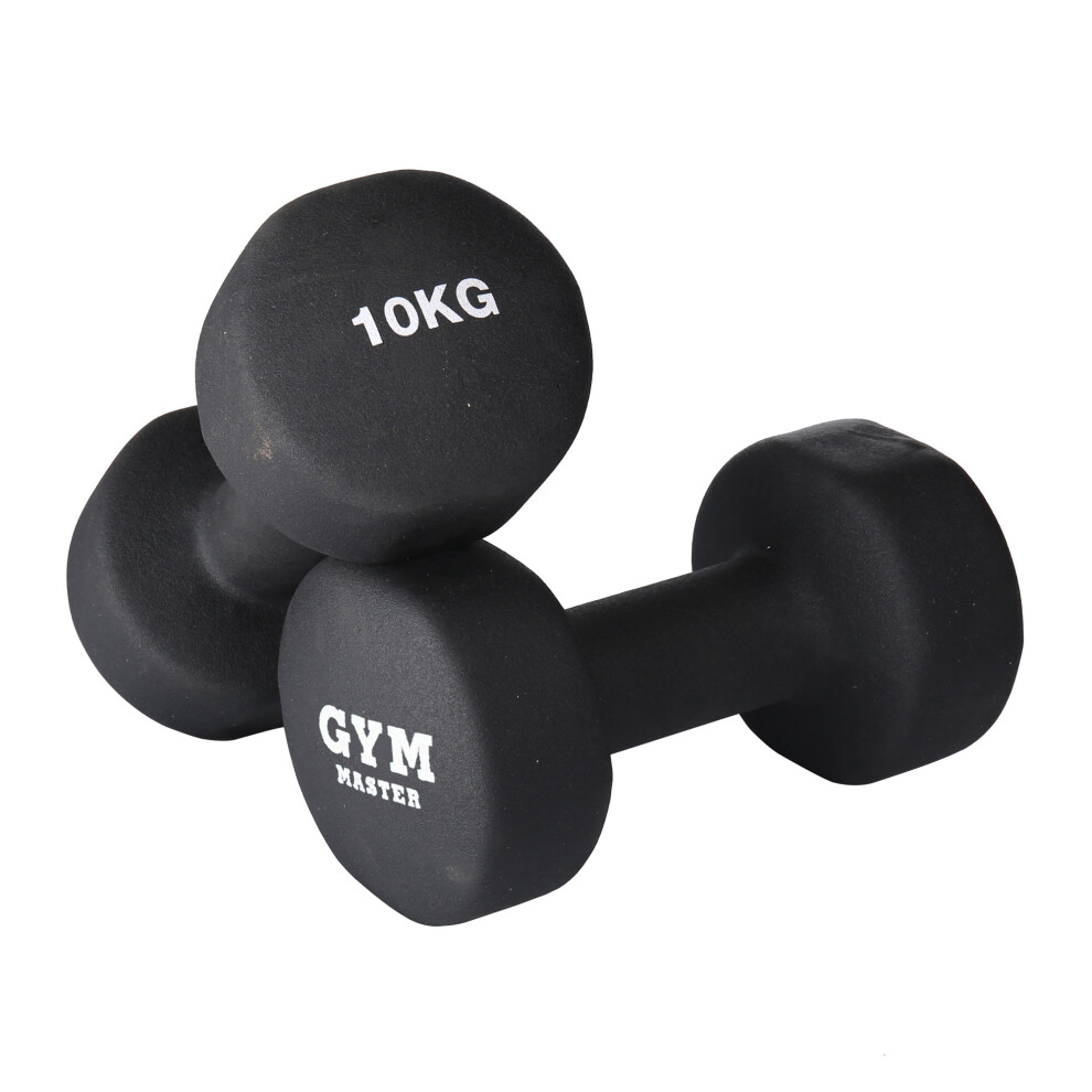 (10kg Pair) GYM MASTER Neoprene Dumbbells | Pair and Full Set Options | 1-10KG