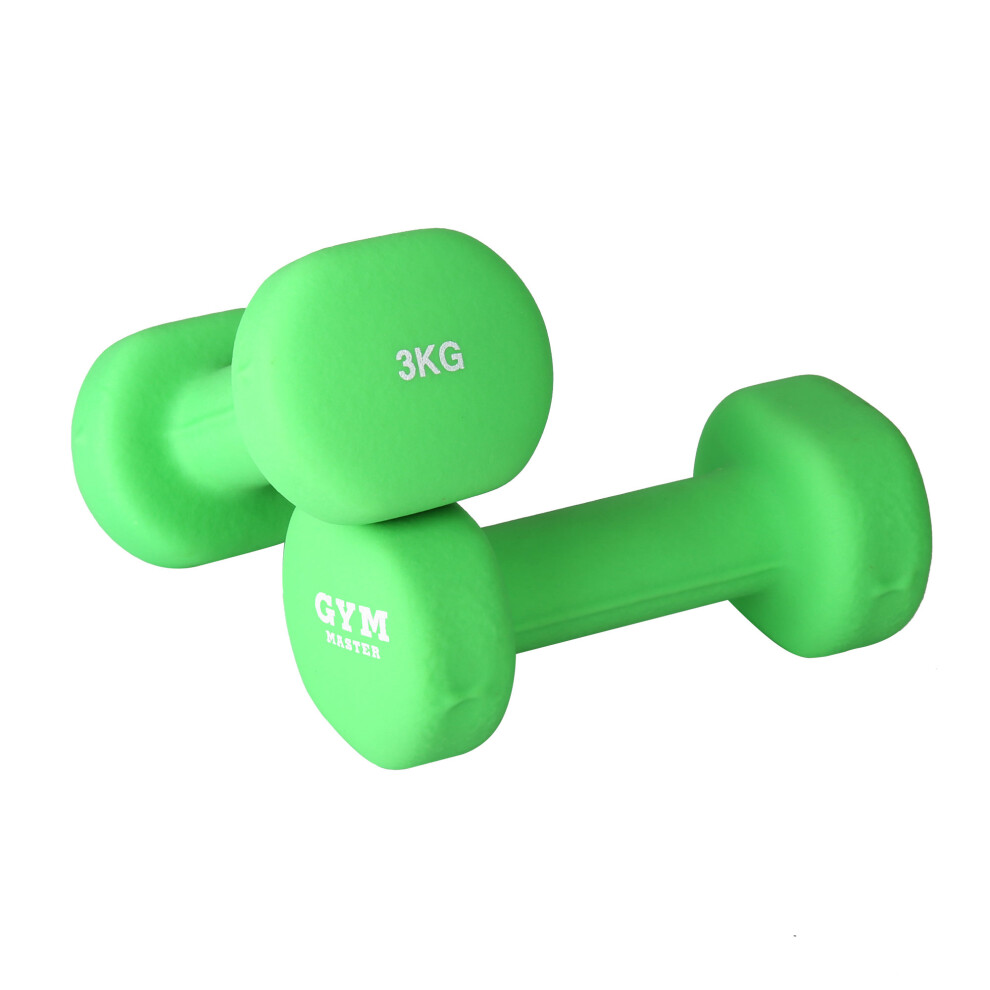 (3kg Pair) GYM MASTER Neoprene Dumbbells | Pair and Full Set Options | 1-10KG