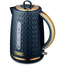 Tower T10052MNB Empire Boil Kettle - 1.7L, Midnight Blue with Bronze Accents, 3000W Rapid Boil