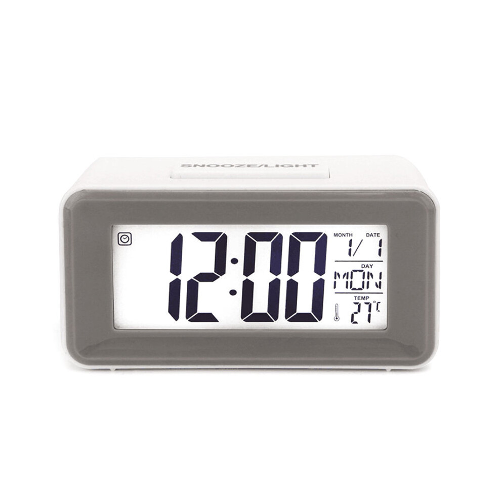 (White) Digital Snooze Led Alarm Clock Backlight Time Calendar Thermometer Temperature White