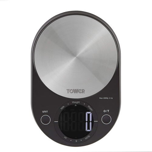 Tower Tower T876000BK Kitchen Scales, Digital Scales Zero Weigh Function