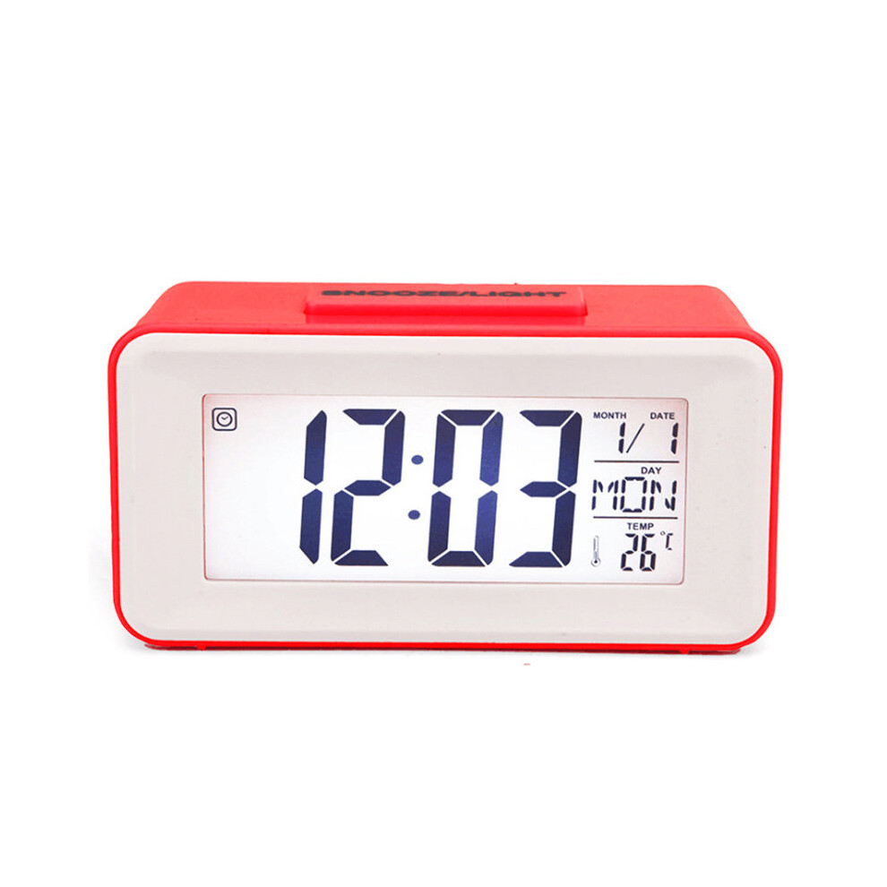 (Red) Digital Snooze Led Alarm Clock Backlight Time Calendar Thermometer Temperature Red