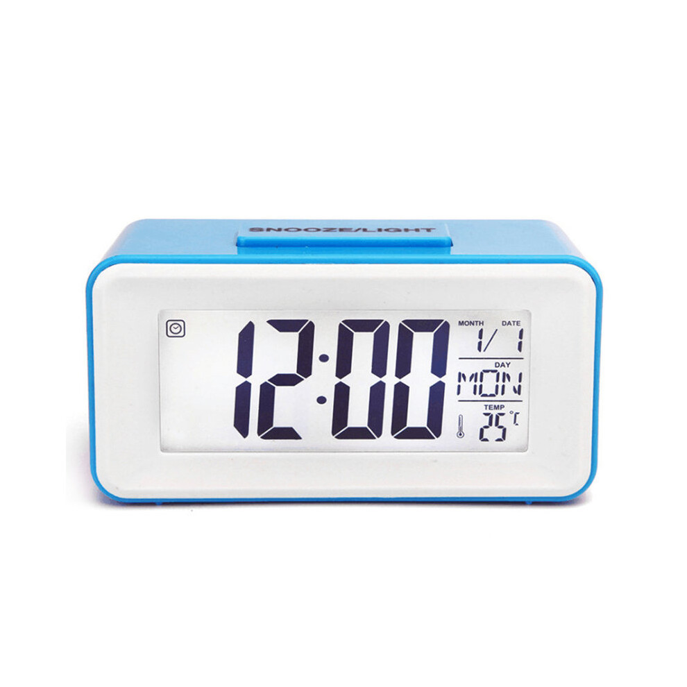 (Blue) Digital Snooze Led Alarm Clock Backlight Time Calendar Thermometer Temperature Blue