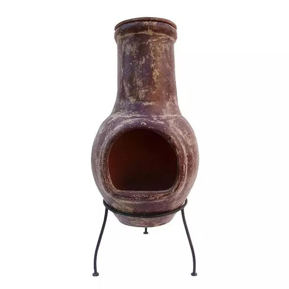 RedFire Fireplace Salamanca Dark Red Clay Outdoor Fire Pit Chimenea Heater