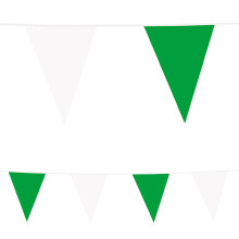10m Green & White Plastic Bunting – 20 Flags (30x20 cm), Indoor or Outdoor