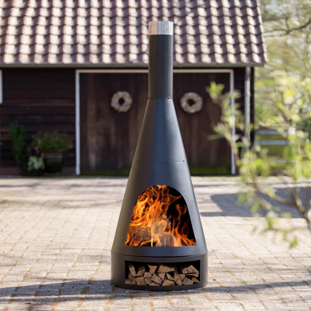 RedFire Fireplace Kingston 43x120cm Steel Matte Black Outdoor Chimney Hearth