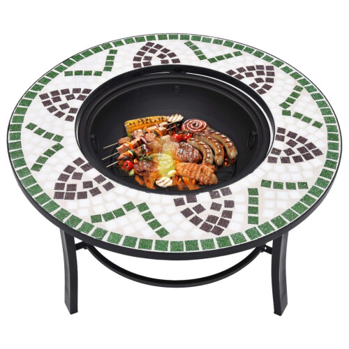 VidaXL vidaXl 68cm Green Mosaic Fire Pit Table 2