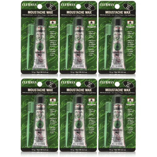 Clubman Moustache Beard Wax -  (Black) 6-Pack